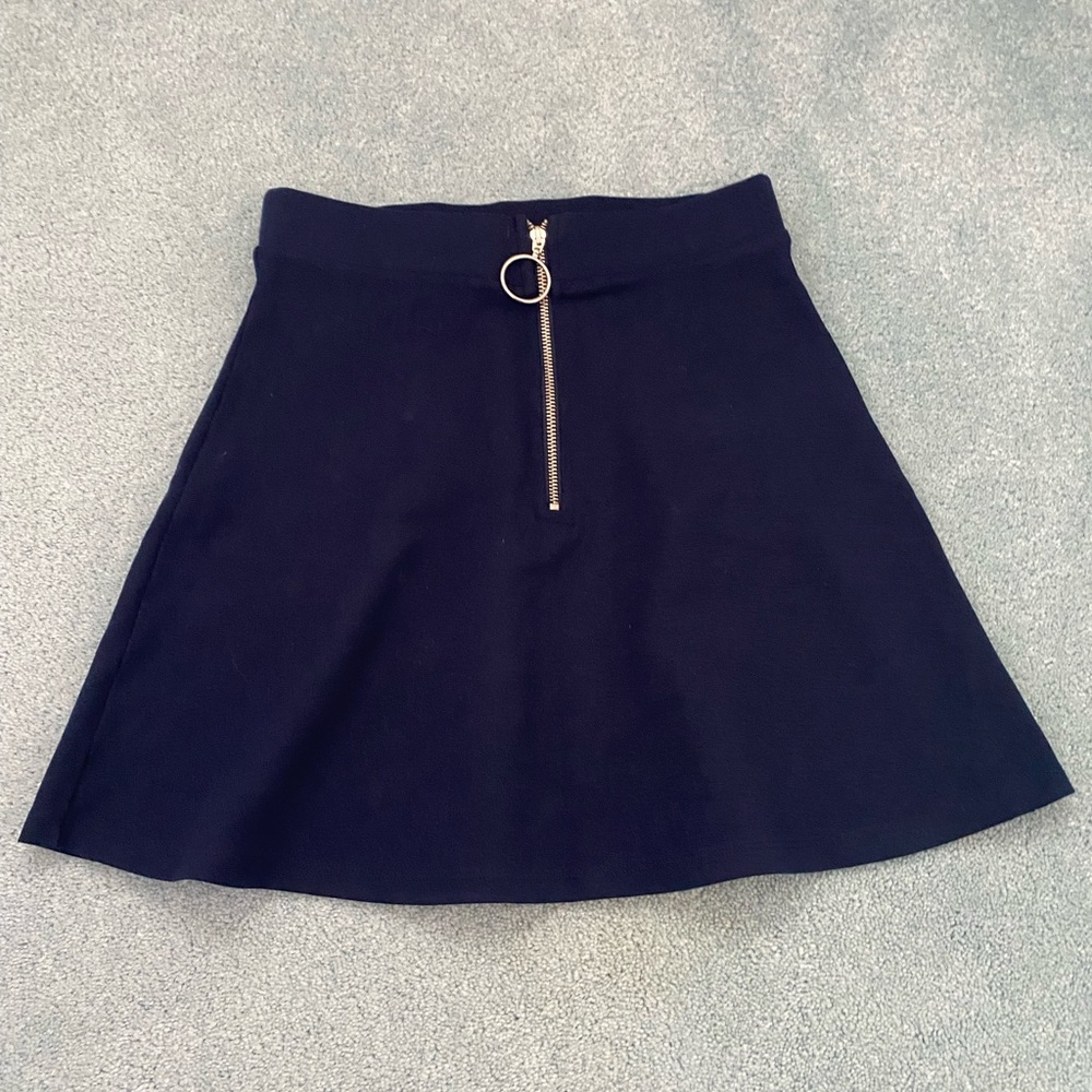 Navy flared mini skirt